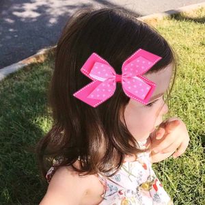 Baby Girls Barrettes Bronzing Heart Print Swallowtail Bow Whole Wrapped Safe Duckbill Clip Kids Valentine's Day Bowknot Hairpins Hair Clips KFJ382