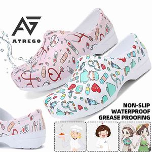 AtreGo Hospital Slipper Women Doctor EVA Non-slip Nurse Shoes Nursing Work Sandal SPA Beauty Salon Shoe 210607