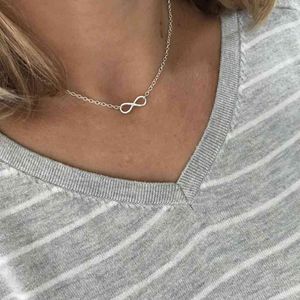 Designer Halsband Lyx Smycken Rostfritt Stål Par Löfte Minimal Infinity Pendants Bröllop 2021 Collares Mujer Friend Gift