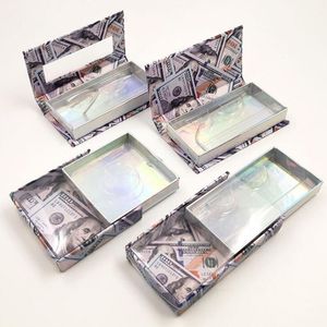 Mink rzęsy pudełko amerykańskie dolary pakowanie rzęs puste buchu bez pakowania pieniędzy
