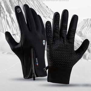 Outdoor Winter Sport Reiten Warmer Handschuh Touchscreen Männer und Frauen Winddicht Wasserdichte Fingerfinger Fleece Sport Reißverschluss Ski Handschuhe