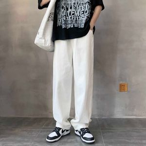 와이드 레그 청바지 남성 패션 캐주얼 헐렁한 블랙/블루/화이트 청바지 남성 Streetwear 루즈 힙합 스트레이트 데님 바지 남성 M-3XL S0804