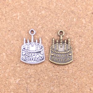 74pcs Antique Silver Bronze Plated birthday cake Charms Pendant DIY Necklace Bracelet Bangle Findings 18*15mm
