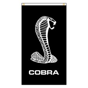 Флаги В Гараже оптовых-3x5fts Cobra Vertical Black Flag для гаражного гаража баннер украшения