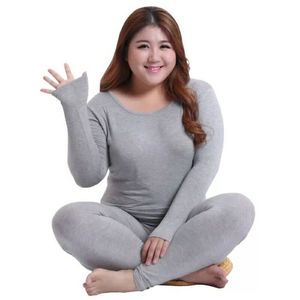 Plus Size Thermal Underwear Suit Women Clothing Suit Autumn Women Long Johns Solid Warm Winter Girls Underwear 3XL 4XL 5XL 211217