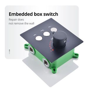 Button Shower Diverter Valve Thermostatic MaBlack Brass Mixer Funktioner för att styra inbäddade lådan Easy Installtion Badrumsuppsättningar