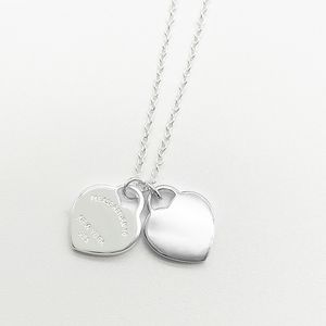 Original presentförpackning Tiff925 Silver Love hjärta hängen smycken diamant Halsband Återvänd älskare kvinnor herr statement halsband kvinna Mode nyckelbenskedja Dubbla taggar