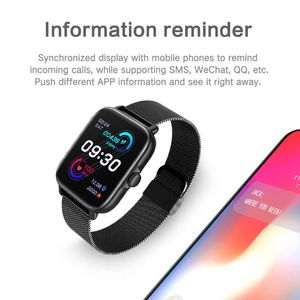 2022 Nowy kolorowy ekran Panie Full Touch Fitness Tracker Clock Clock Clock Ladies Smart Watch Women + Box