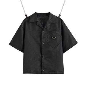 2021 США Европейская женская мужская рубашка повседневная брендовая короткая блузка Классический свободный треугольник с перевернутым треугольником Импортная высококачественная нейлоновая оснастка EUR SIZE Летние топы