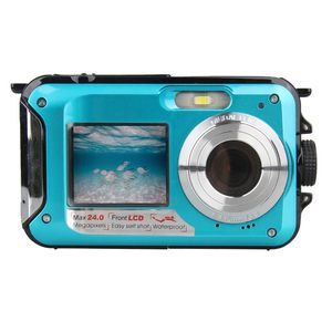 Unterwasser-Digitalkamera mit zwei Bildschirmen, Selfie-Videorecorder, wasserdicht, verwacklungsfrei, 1080P, Full HD, 2,4 MP, TF-Karte, 32 GB, 16-facher Zoom