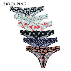 6 pezzi stampa perizoma senza cuciture sexy perizoma mutandine intimo traspirante tanga slip donna lingerie XS-L formato USA 210730