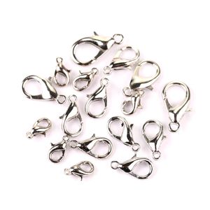 400Pcs 10 /12/ 14 / 16mm Silver Plated Alloy Lobster Clasp Hooks Fashion Jewelry Findings For DIY Bracelet Chain Necklace