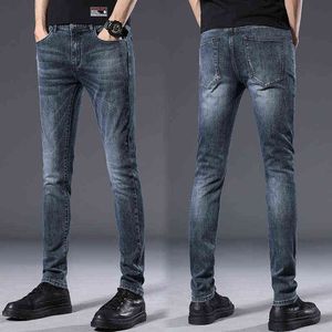 Erkek Kot 2021 İlkbahar Sonbahar Yeni Moda Iş Rahat Elastik Marka Pantolon Jeans Gençlik Ince Normal Denim Erkek Pantolon G0104
