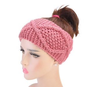 Örme Elastik Kadın Kış Sıcak Kafa Koruyun Katı Renk Geniş Yan Tığ Örme Yoga Hairbands Kulak Sıcak Headwrap Şapkalar