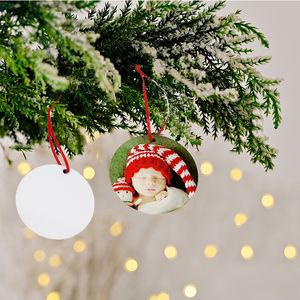 8 Style Sublimation Pendants Thermal Transfer Christmas Ornaments Decorations MDF Blank Round Square Snow Shape Heat Printing Tree Pendant Decors