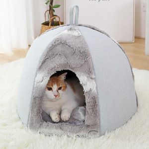 Camas de gato móveis gatos productos para mascotas cães de estimação cães cames gato tenda house kennel inverno ninho quente ninho macio dobrável mate bloco gatos