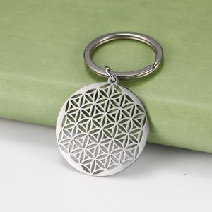 Keychains Cooltime Flower of Life Buddhist Necklace Keychain Seed Sacred Geometry Jewely Yoga Christmas Gift