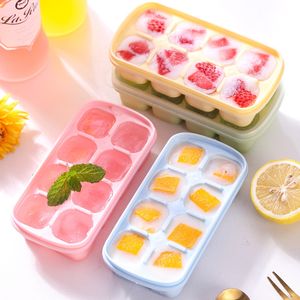 8 Grid Silicone bottom Ice Tray Cube Tools Mold Kitchen Bar DIY Square Shape With Lid Whisky Juice Cocktail Easy Release Stackable JY0527