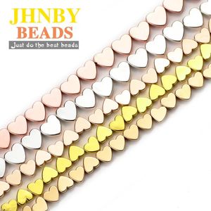 Altro JHNBY 6x5mm Oro rosa Perline di ematite nera Amore Cuore Pietra naturale Sciolto per creazione di gioielli Braccialetti collana fai da te 15''