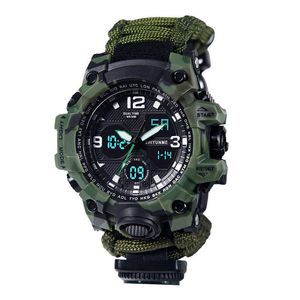 Shiyunme Mężczyźni Wojskowy Outdoor Sports Watch Compass Temperatura Wielofunkcyjna Wodoodporna Kwarc Zegarek LED Relgio Masculino G1022