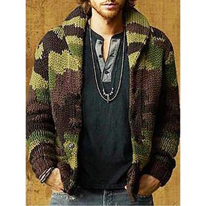 Männer Drehen-unten Kragen Strickjacke Herbst Winter Camouflage Bequeme Lange Hülse Kleidung Gestrickte Casual Männliche Pullover Drop Shipping 210202