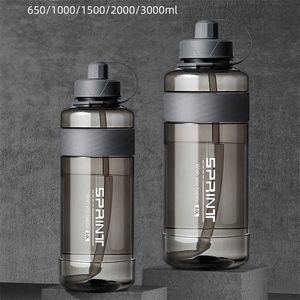 Sport Water Bottle BPA Free Drinking with Straw 1L 2L Plastic for 211122