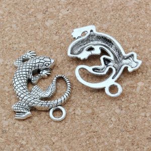 50st Antik Silver Zink Alloy Lizard Animal Charms Pendants för smycken gör armband Halsbandsfynd 27x31mm A-129