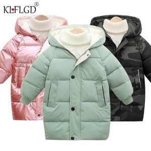 Winter children's cotton padded jacket thickened long sleeve hooded for boys and girls 211027