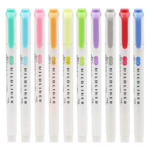 Highlighters zebra mildeliner wkt7 highlighter penna dubbel huvud fluorescensmarkör pennor färgtext papper student skolmarkörer kontor