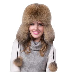 Berets Custom Russian Earflap Hats Genuine Hair Ushanka Warm Windproof Fluffy Real Raccoon Fur Winter For Women