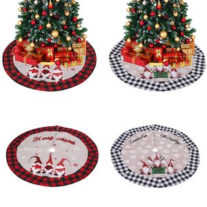 Gonna per albero di Natale Tela Babbo Natale Gnomo Fiocchi di neve Tappetino regalo plaid bufalo per decorazioni natalizie per feste XBJK2111