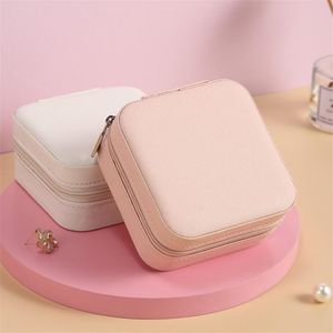 Portable Small Jewelry Box Girls Jewellery Organizer Faux Leather Mini Travel Case Rings Earrings Necklace Display Storage Cases on Sale