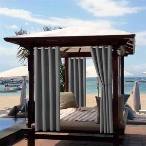 Outdoor Curtains Pergola Curtain Indoor Outdoor Waterproof Patio Curtains Grommet Curtain Blackout for Gazebo Porch 210913