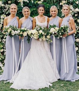 One Shoulder Floor Length Long Bridesmaid Dresses A Line Sleeveless Chiffon Spring Summer Maid of Honor Gowns Wedding Guest Tailor Made Plus Size Available