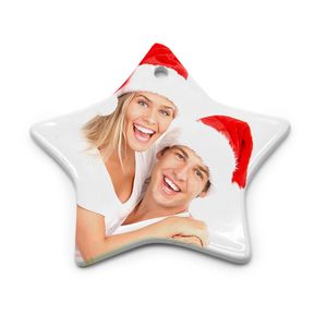 Kreativität DIY Sublimation Blank Keramik Anhänger Weihnachtsschmuck Wärmeübertragung Druck Keramik Ornament