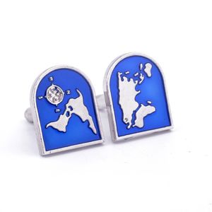 Showing Shirt Blue Globe Cufflink For Mens Cuff Buttons Cufflinks High Quality Jewelry 2Pcs Rhodium-Plated