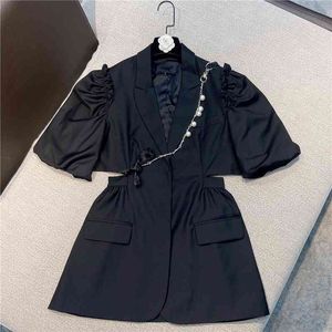 Doskonała jakość EST Letni projektant mody Rękawów Hollow Out Blazer Dress 210521