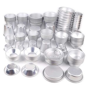 10pcs lot Various cups design aluminum alloy cake cup moulds cheese cupcake pan jelly tart mold pudding tin for oven bakeware 210721