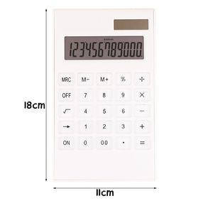 Солнечный белый калькулятор 12-значная кристаллическая кнопка Двойной источник питания Калькуляторы Офис Школьные принадлежности