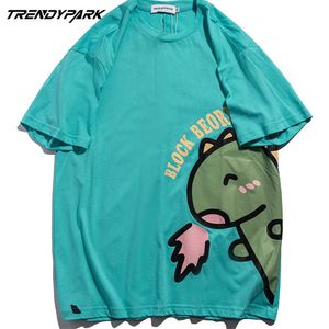 Wholesale dinosaurs tops for sale - Group buy Hip Hop T Shirt Streetwear Harajuku Cartoon Dinosaur Print T Shirt Men Summer Short Sleeve Tshirt Cotton Casual Tops Tees