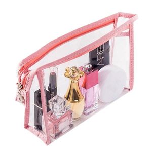 Cosmetic Handbag Delicate Design 3pcs Travel Women Clear PVC Oxford Makeup Wash Pouch Organizer Bags & Cases