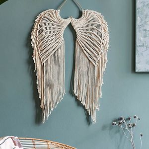 DIY Handmade Woven Line Angel Tassel Macrame Wall Hanging Tapestry Home Decor for Bedroom living room Boho Tapestry Hanging