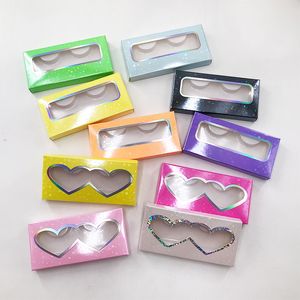 Wholesale heart soft paper boxes for 25mm 27mm mink eyelashes strip lashes vendor custom private label