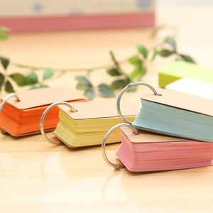 90 ark Portable Loose Leaf Notes Candy Color Ring Buckle Notepad Meddelande Graffiti Word Taggar Business DIY Mini Memo Pads