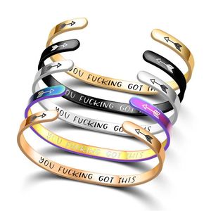 Bangle Stainless Steel YOU FUCKING GOT THIS Bracelets Bangles For Woman Cubic Golden Fashion Jewelry Silver Rose Gold Gift