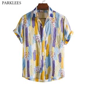 Splash Ink Dot Męskie koszule Hawajskie Koszulki Letnie Tropical Tropical ALOHA Koszulki Casual Button Down Down wakacyjne odzież 3xl 210522