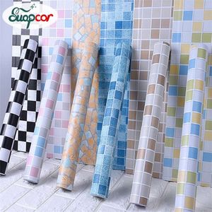 PVC Self-adhesive Wallpaper Mural Kitchen Bathroom Toilet Restroom Wall Sticker Waterproof Oil-proof Moisture-proof Tile Sticker 210929