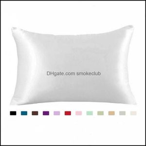 Supplies Textiles & Garden20*26Inch Satin Pillowcase Home Mticolor Ice Silk Case Zipper Double Face Envelope Bedding Pillow Er Drop Delivery