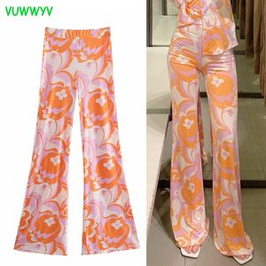 Kvinna byxor print flare kvinnor höga midja byxor för kvinnlig sommar mode y2k streetwear elastiska midjeband 210430