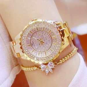 Wristwatches Women Watches Gold Luxury Diamond Quartz Ladies Wrist Stainless Steel Clock Female Watch Relogio Feminino 2021